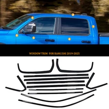 Car Black Window Strip Trims Seal Belt For Ram1500 2019-2025 12pcs