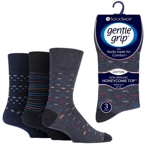 6 Pairs Mens Gentle Grip Non Binding Honeycomb Top Socks Urban Lair