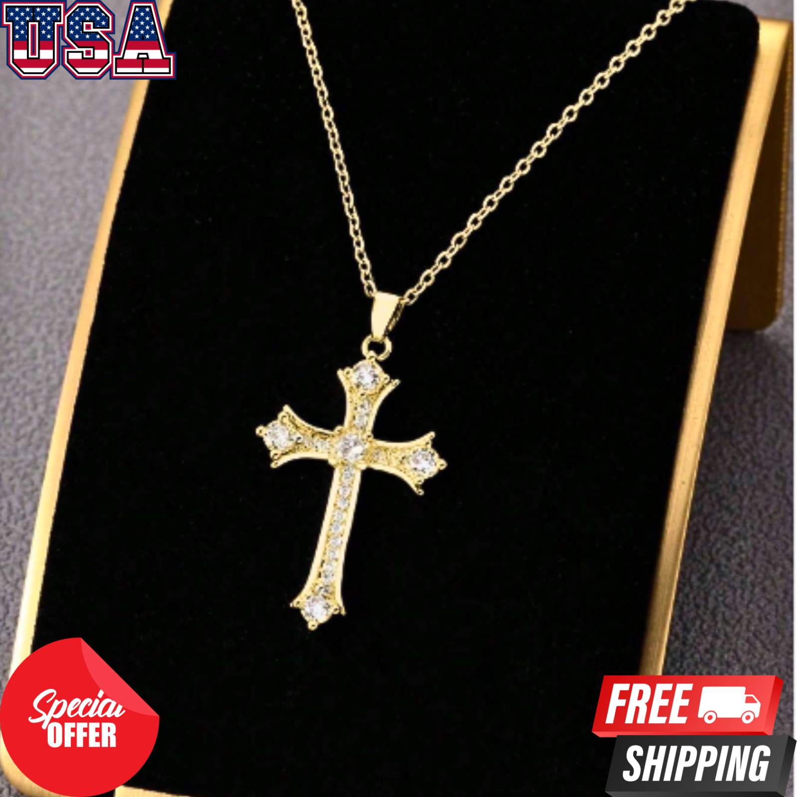 Women Cross Pendant Necklace Minimalist Jesus Cross W/Chain Fashion Jewelry USA