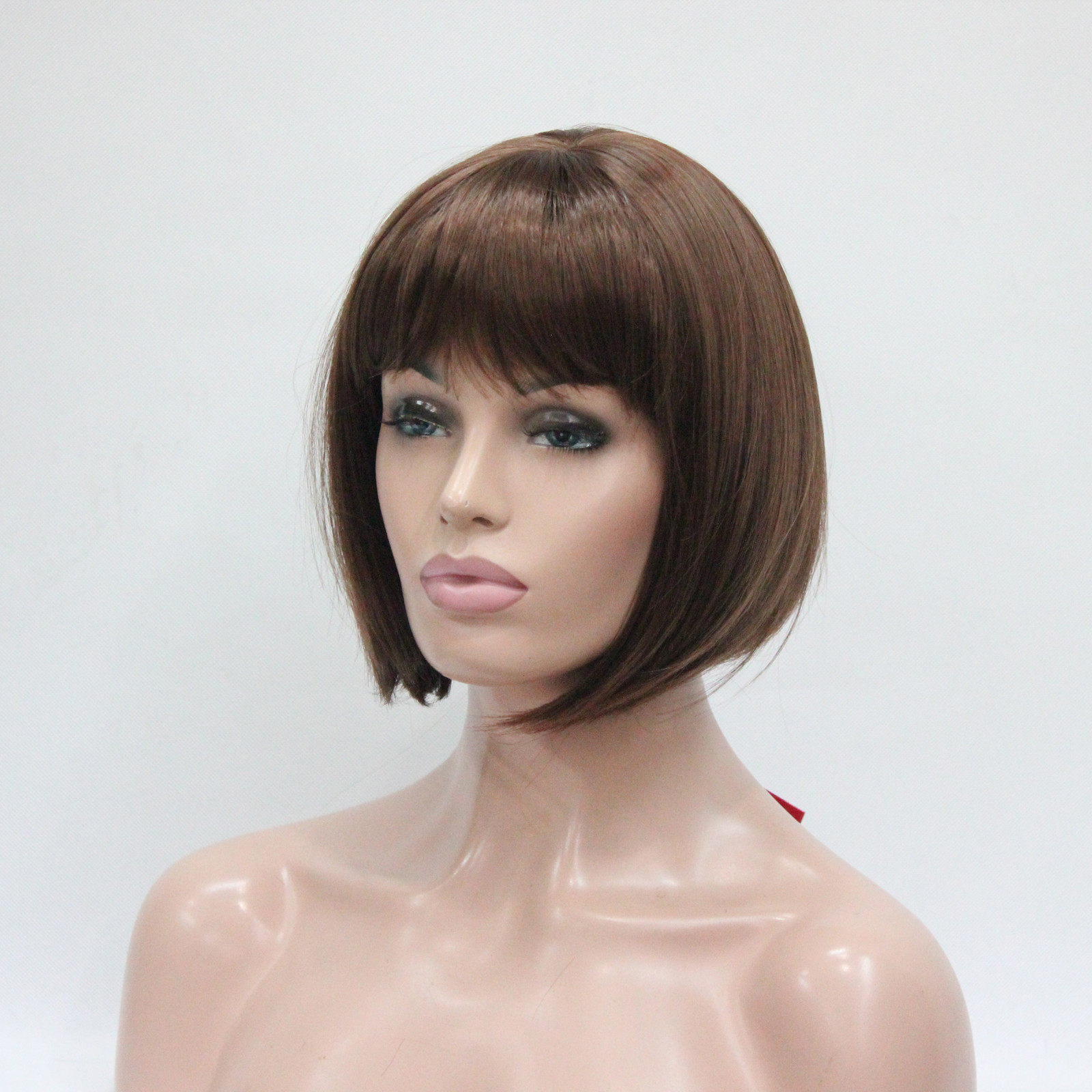 Medium Auburn fashion gold skin dot short straight bangs synthetic