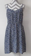 ROMY Boho Short Dress 4090 Women's Medium Blue Floral Ziper Side