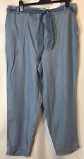 New Next Size 20 Long Blue Tencel Tapered Leg Jeans Belted Trousers 