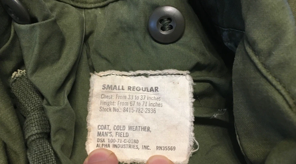 M65 OG107 Vietnam Field Coat Jacket Small Seabees Alpha Industries Vtg US Army - image 4 of 4