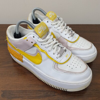 Nike Air Force 1 Shadow Sneaker Damen UK 5,5 Weiß Gelb Rosa Turnschuhe EU 39