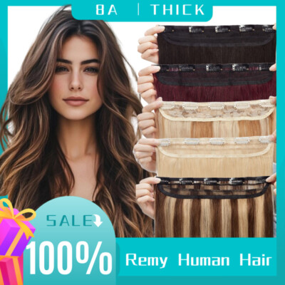 One Piece 100% Clip In Real Remy Human Hair Extensions 3/4 Half Full CLEARANCE