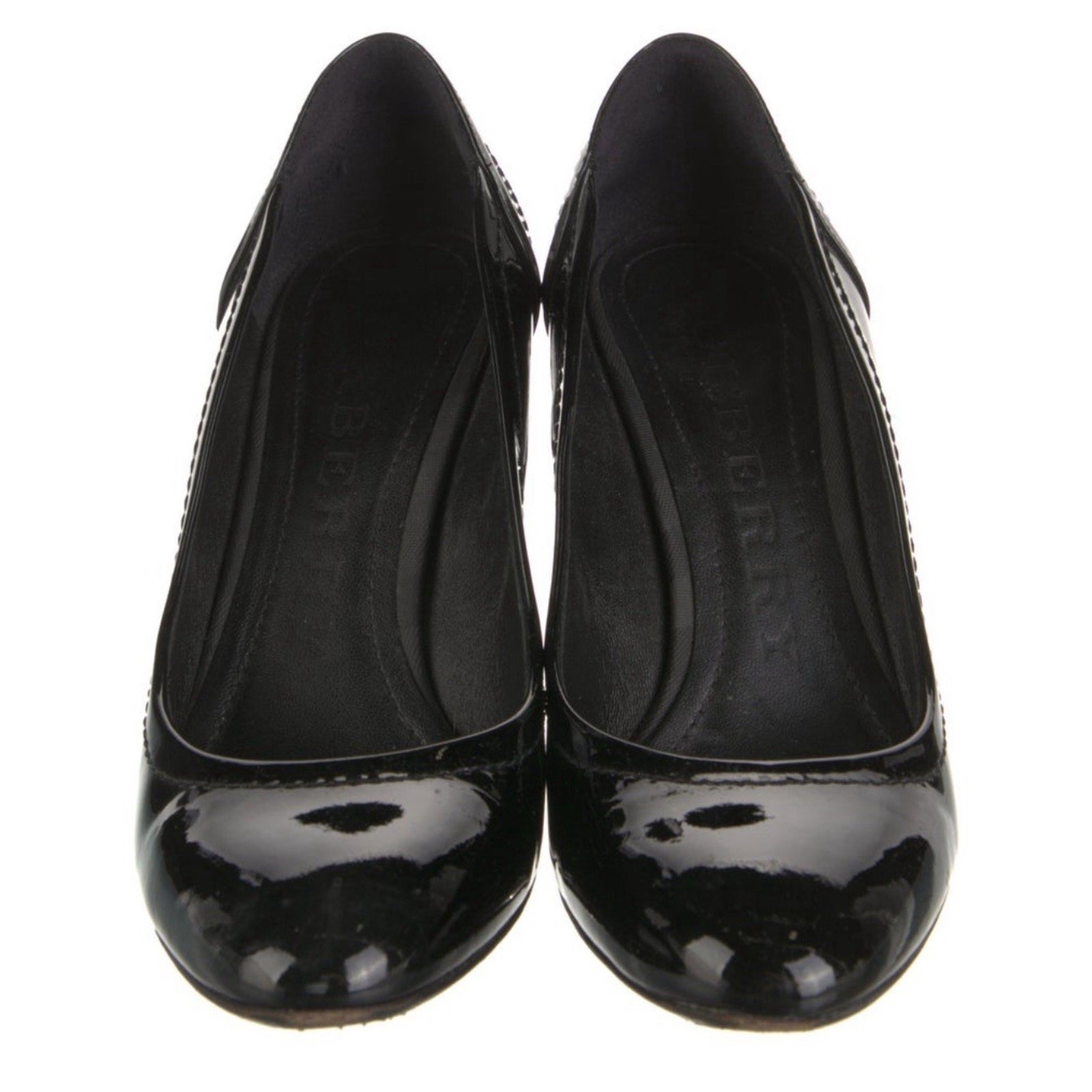 BURBERRY Black Gray Check Quilted Patent Leather Heels Pumps EU 37.5 US 7.5 thumbnail 4