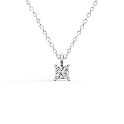 14K Weißgold 0,50CT Lab Grown Princess Cut Diamant Solitär Anhänger mit Kaution
