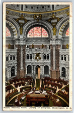 Public Reading Room Library Of Congress Washington DC Vintage Postcard