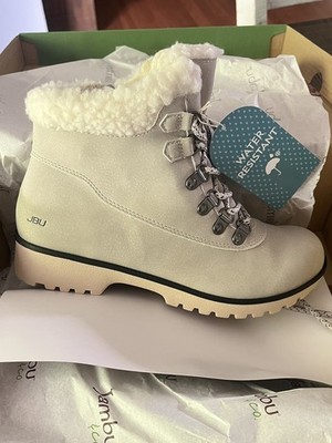 JBU by Jambu Boots Blue Creek Water Resistant Stone White Sherpa Side Zip 7 M