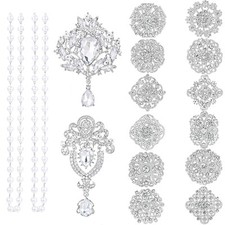 Bridal Wedding Bouquet Bulk Silver Brooches for Women Fashion 14 Pieces Rhine...