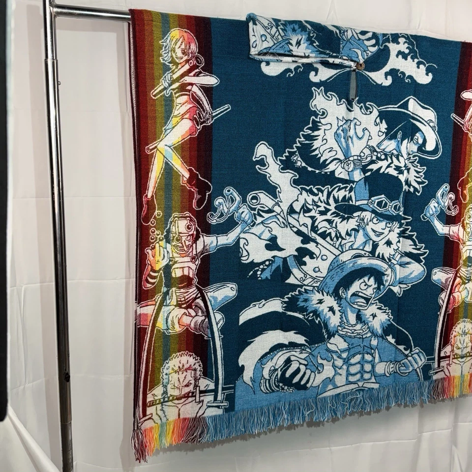 Poncho Anime Dragon One Piece Luffy Adulto Unisex Cálido Otoño/Invierno Estilo Mexicano Foto 2 de 4