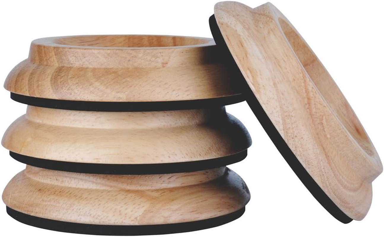 Hardwood Upright Piano Caster Cups Set of 4 Oak Furniture Leg Pads Protection