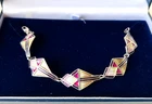 STERLING SILVER ART DECO DESIGN ENAMEL BRACELET JEWELLERY
