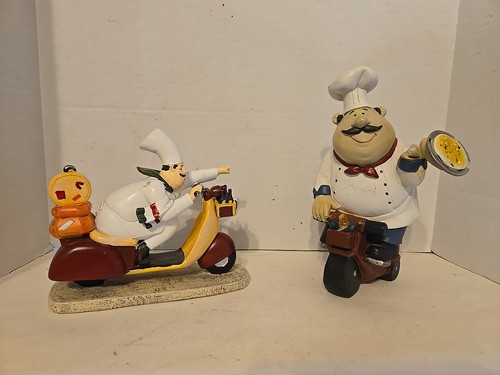Italienischer Meisterkoch auf Motorrad 7"/9" Harz Thekenfiguren Statuen Küche  - Bild 1 von 19