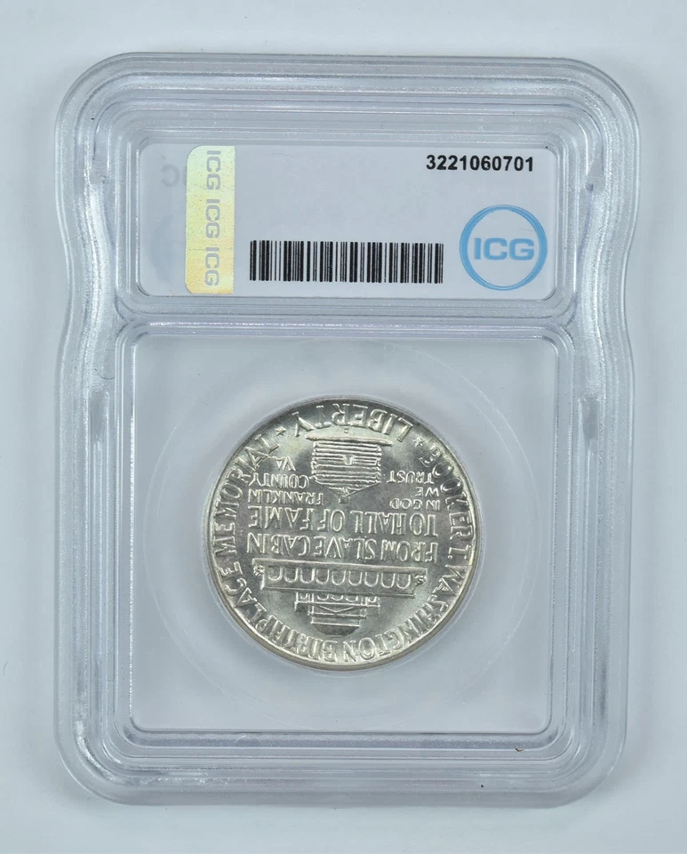 1946-D Booker T Washington Commemorative Half Dollar MS64 ICG *2326 - Image 2 of 4