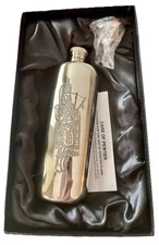 New Old Stock Pewter Scottish Boot Flask w/Plastic Funnel Made In UK Celtic