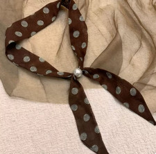 Polka dot beaded neck scarf ribbon