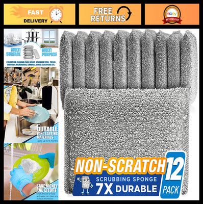 Heavy Duty Non-Scratch Kitchen Scrubbing Sponges - Multi-Surface Scourers (12 Pa