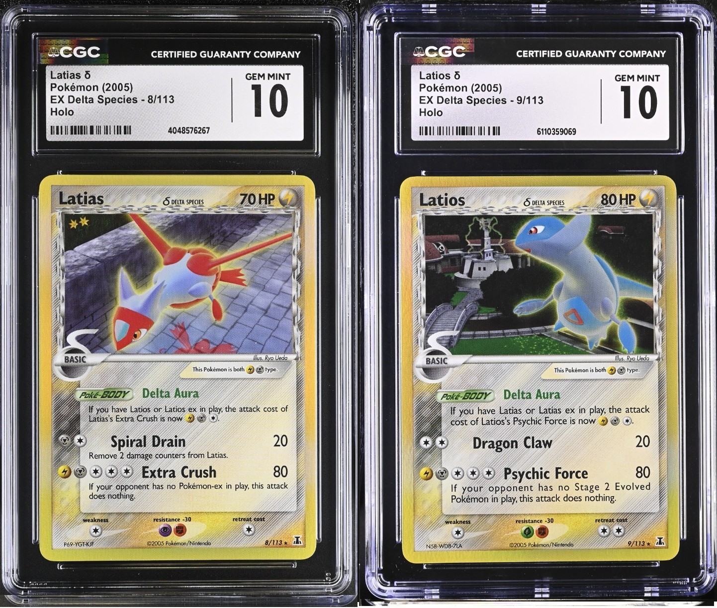 CGC 10 Latias 8/113 Latios 9/113 Holo Ex Delta Species Pokemon Card