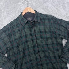 Pendleton Lodge Shirt Mens L Green Plaid 100 Virgin Wool Button Down Flannel