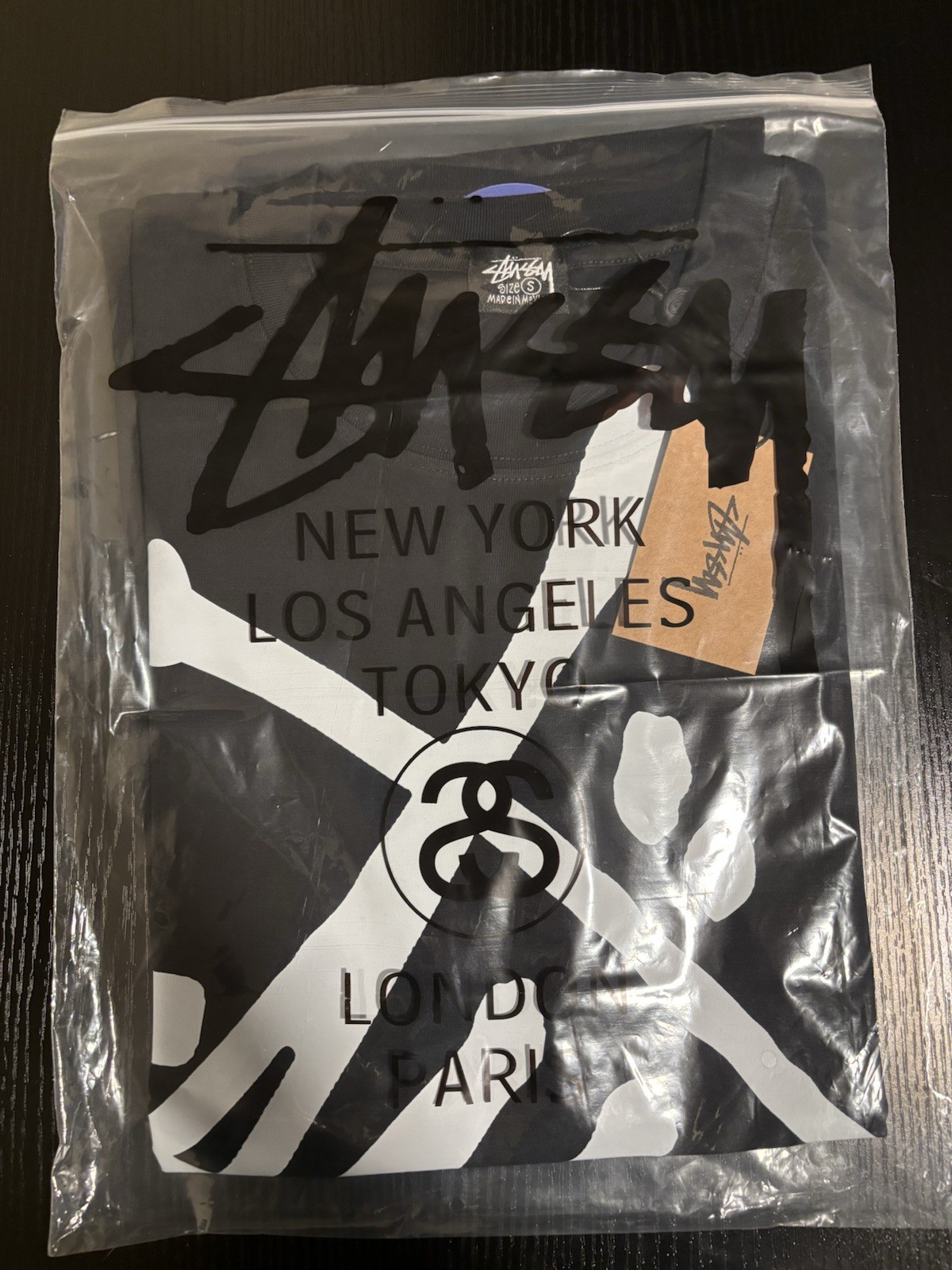 Stussy Men's Graphic Logo Black Cotton Crew Neck T-Shirt Size S