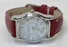 Silver Tone Watch It Stainless-Steel Back Red Leather Band Watch 24.6g — photo 1