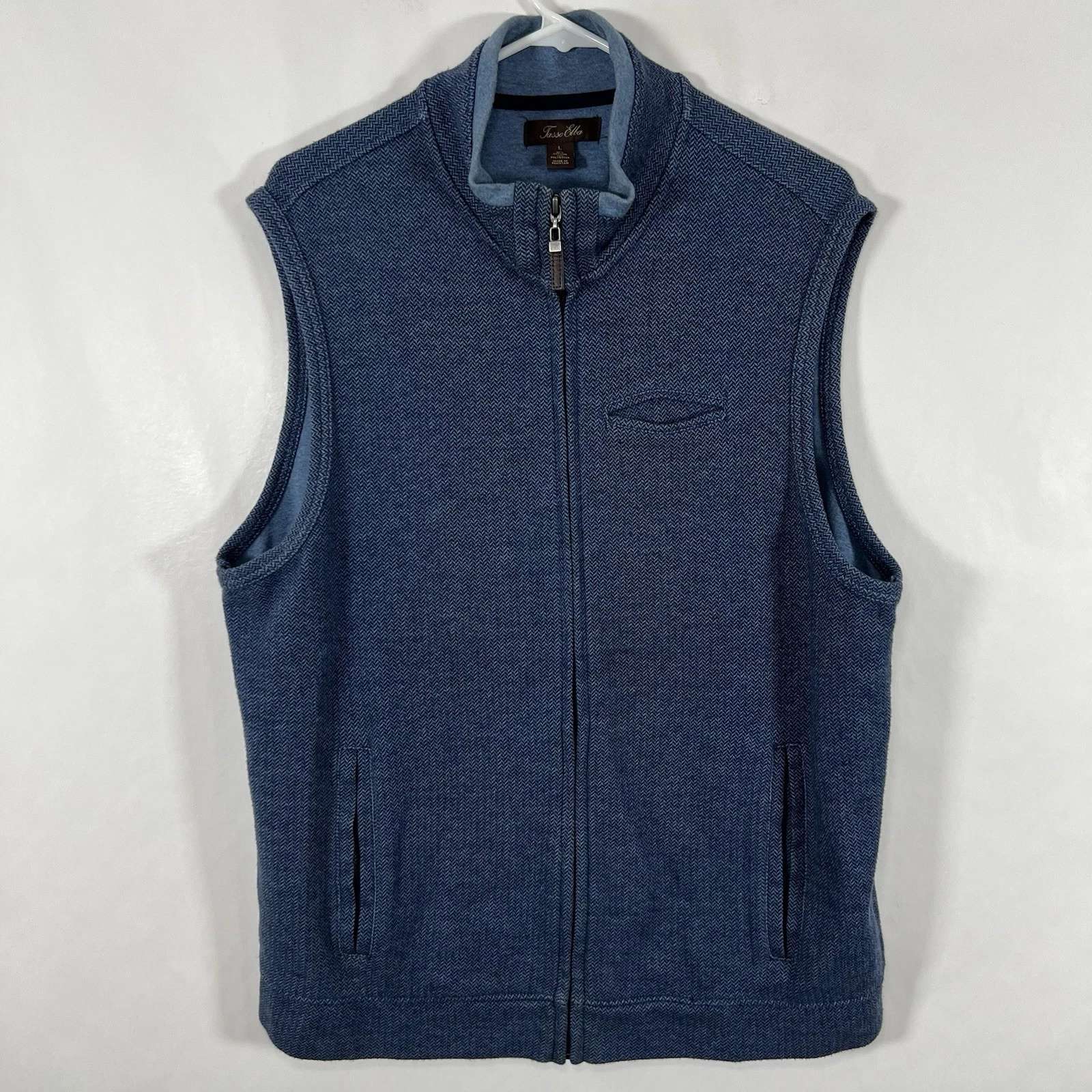 Tasso Elba Full Zip Sweater Vest Mens Size Large Blue Herringbone Golf Casual
Opens in a new window 