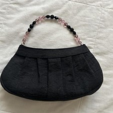 Vintage Black Beaded Handle Evening Bag Y2K Dark Coquette Purse