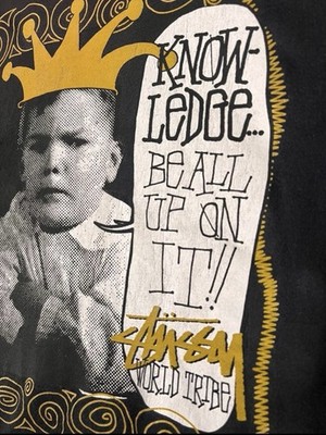 Stussy World Tribe Long Sleeve T-Shirt XL Black Vintage 2000s