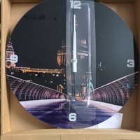 Glass Wall Clock 30cm city print 