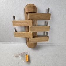 Solid Oak Swivel Wall Mounted Coat Rack 5 Rotating Arms Wood Steel Hook Rail