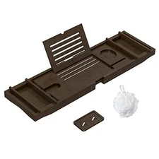 Bamboo Bathtub Tray for Luxury Bathroom, Expandable Premium Bath Tray Espresso
