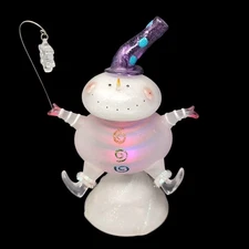 Whimsical Light-Up Snowman Figurine LED Color Changing Christmas Figure Decor