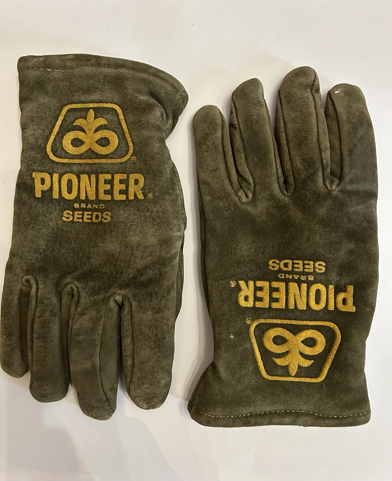 VTG Pioneer Seed Co Fleece/Sherpa Lined Insulated Leather Gloves Men's Size MED