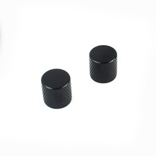 2x Metal Knobs Tele Style,Non-adjustable,Flat-Top Black