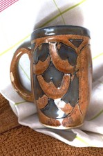 CHOPE MUG "HB QUIMPER" ODETTA 206 1086 ART DECO GRIS ACIER & BEIGE MARRON CHAUD