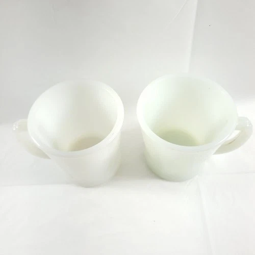 Fire King Anchor Hocking Vintage White Milk Glass Cup Coffee Mugs Set of 2