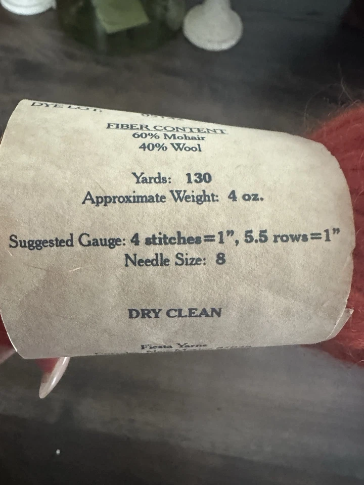 NWT Fiesta Yarns Kokopelli 4oz/130y 60/40 Wool Mohair Terracotta - Image 4 of 4