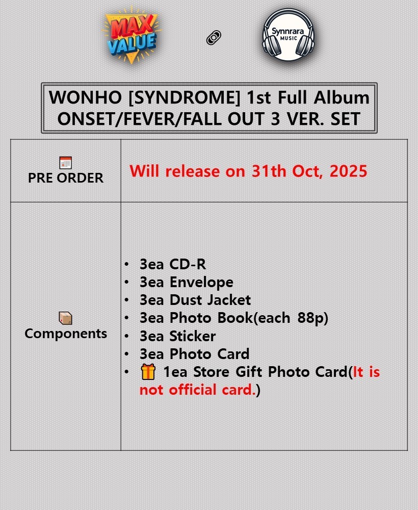 WONHO [SYNDROME] 1st Full Album 3 Ver SET/3 CD+3 Photo Book+