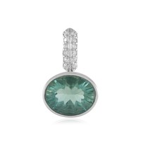 Cavill GrüNer Fluorit AnhäNger 2,80Ct Silber 925 Platinbeschichtet Zirkon