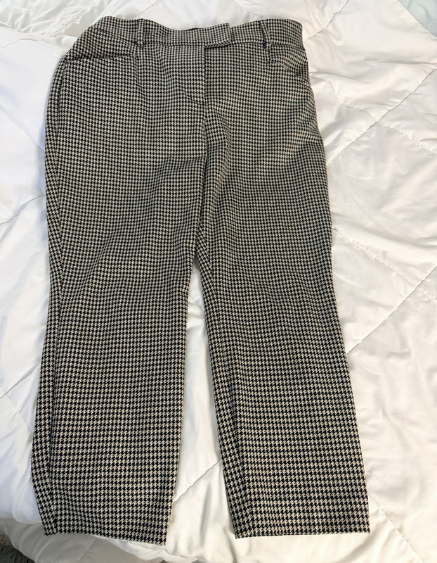 Express Women's Houndstooth Slim Straight Petite Dress Pants Pockets 23" Inseam