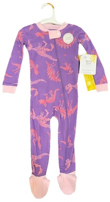 Burt's Bees Baby dinosaur Snug Fit Footed Pajama - Purple 12M Girls Organic