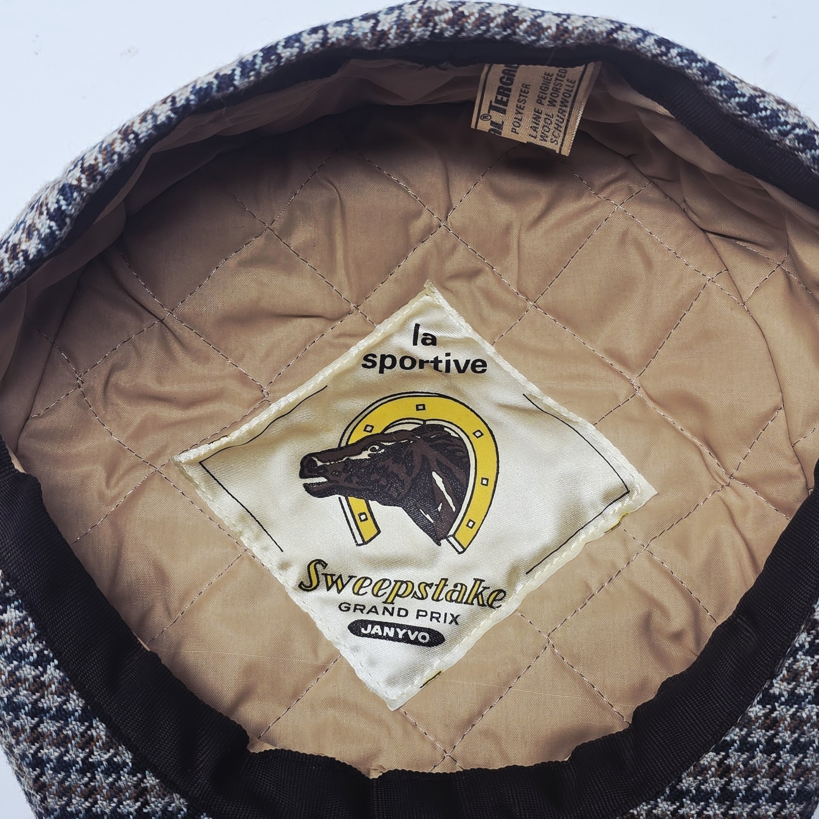 Vintage Eural Tergal Brown Plaid Pattern Baret - … - image 5