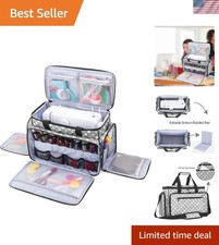 Compact  Durable Sewing Machine Case with Easy Carry Options in Gray Dots