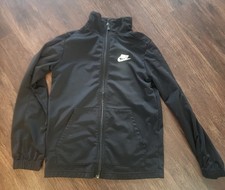 Nike Boys Track Jacket Full Zip Black Solid Knit Polyester Standard Fit M