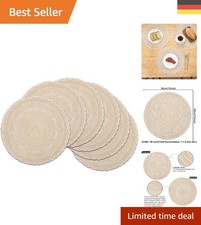 Hochwertige 6er Runde Platzsets - Beige, Abwaschbar und Temperaturbeständig