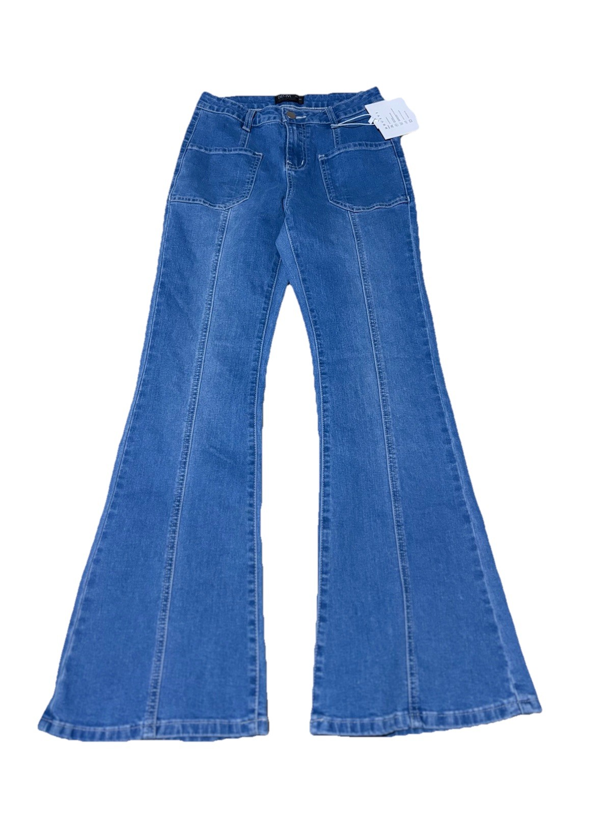 Decivi Flare Jeans Blue Denim High Rise Bell Bottom Pants Women's XS