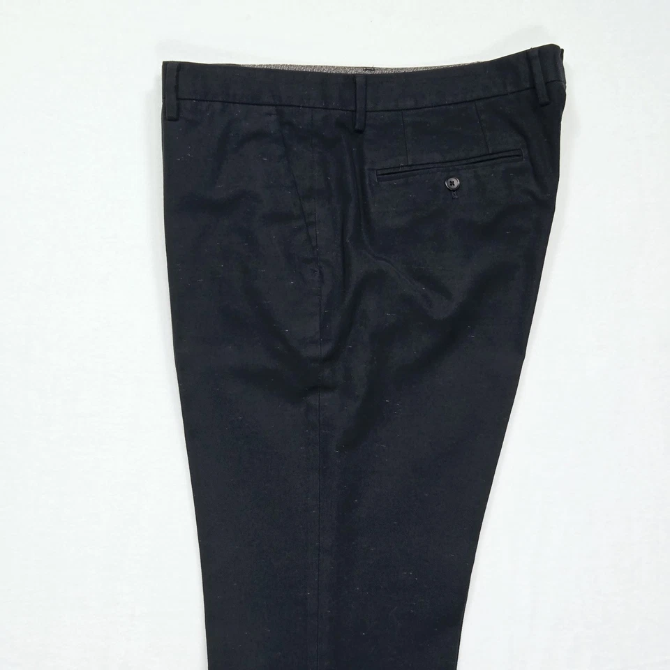 Pantalones de vestir Bonobos para hombre tweed rectos calce ajustado talla 38X31 negro frente plano Foto 3 de 4
