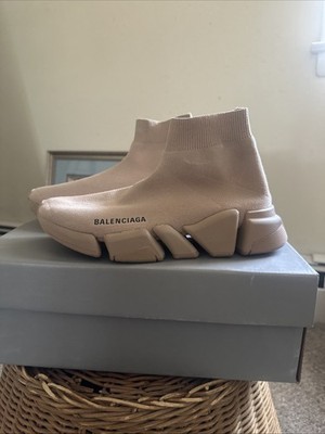 Balenciaga Women's Speed 2.0 Knit Sock Sneakers Beige Size 7 EU 37