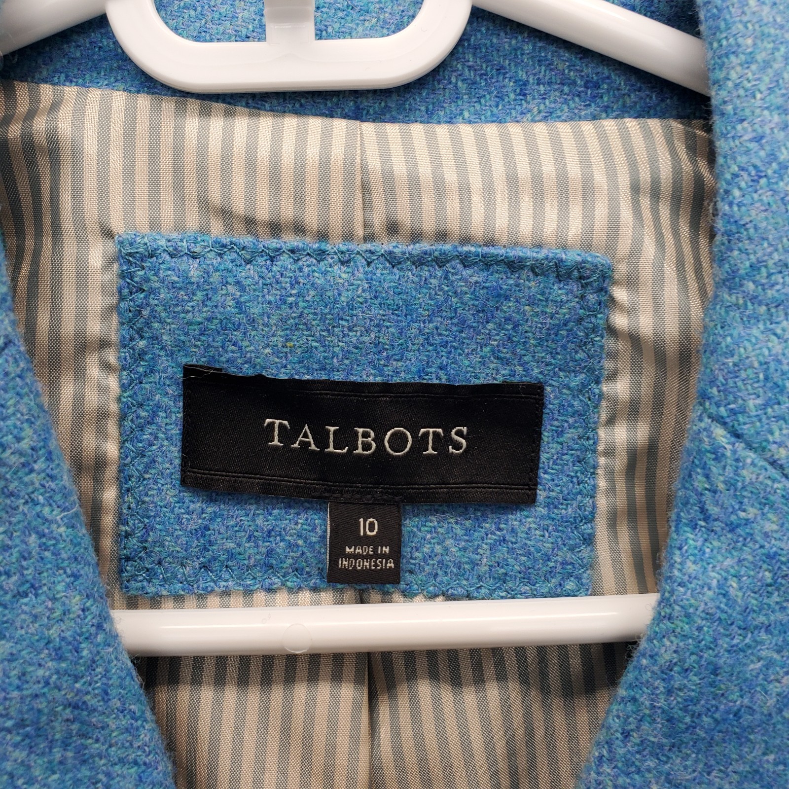 Talbots Blazer Jacket Womens 10 Blue Wool Single-Breasted Notch Lapel Formal EUC